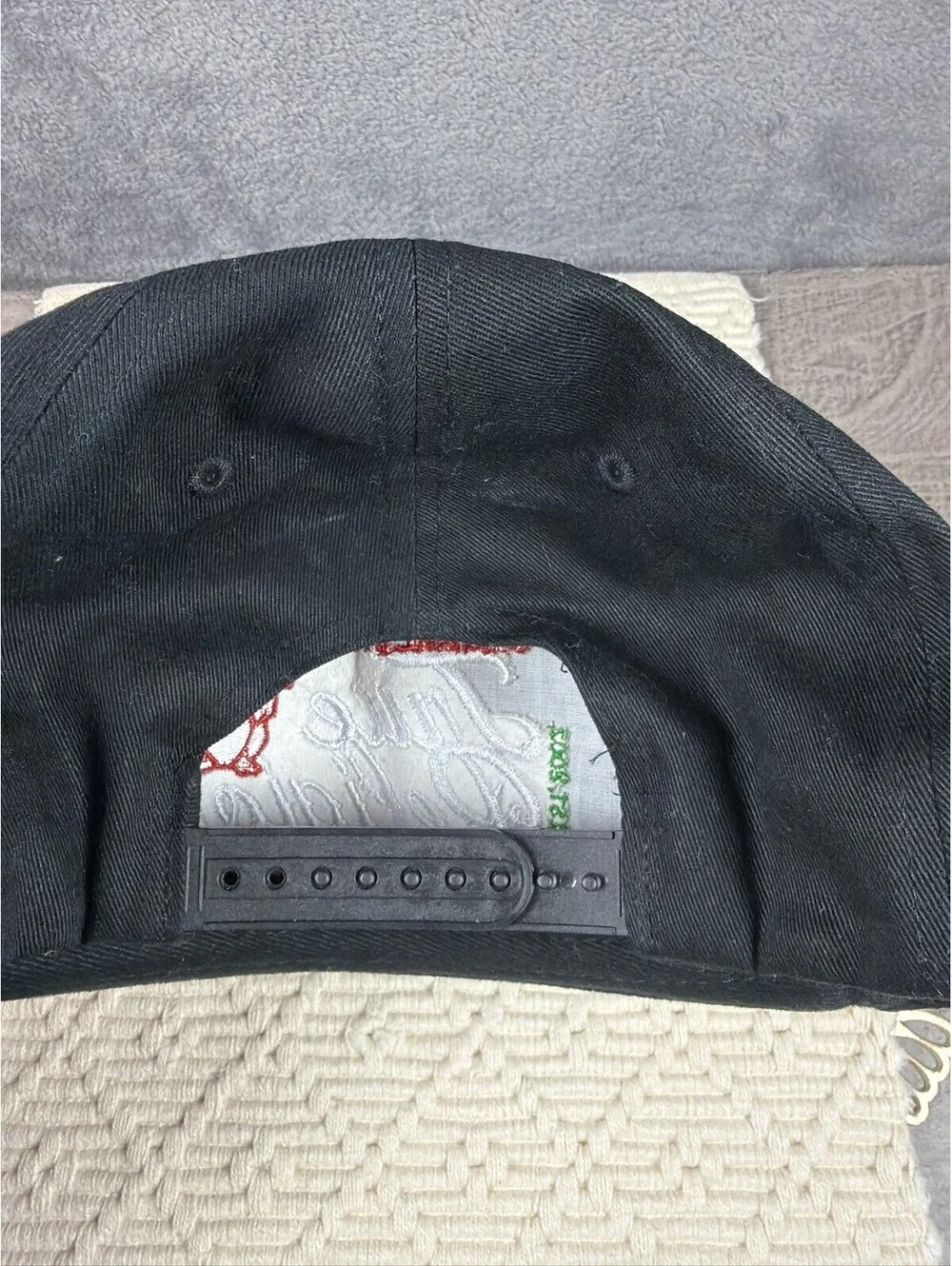 True Religion Buddha World Champions Snapback Hat Black Guitar Logo